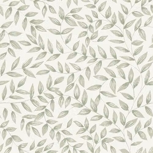 Grandeco Jessy Leaf Trail Botanical Floral Textured Wallpaper, Green