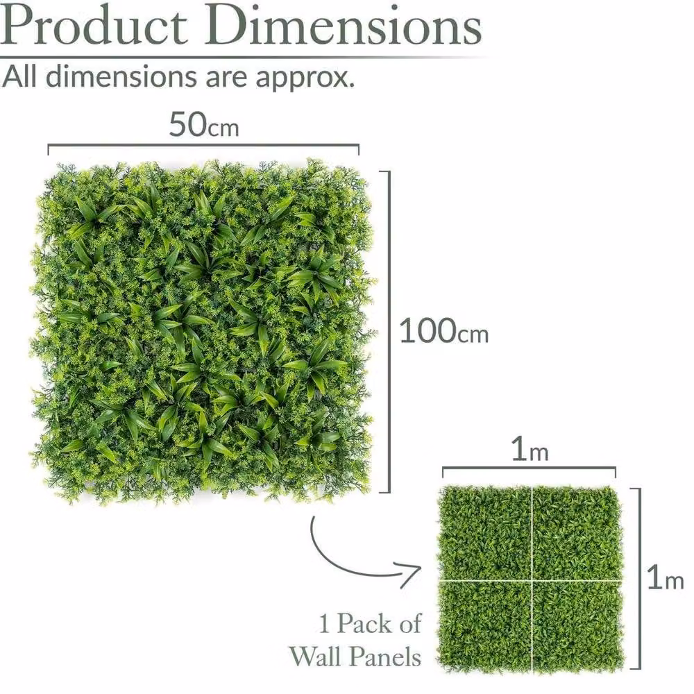 NESTLUNE Artificial Hedge Green Living Wall Panels Fence Covering W: 100 cm, H: 15 cm – 2
