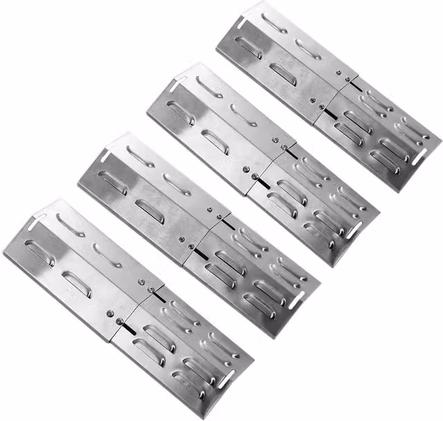 Charles Bentley Adjustable Gas BBQ Flame Tamer, Four Pack, Stainless Steel, Silver