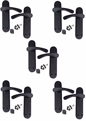 Golden Grace Astrid Door Handles, 5 Set, Matt Black, W: 182 mm, D: 45 mm