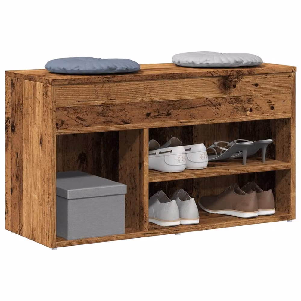 Berkfield Home Rustic Old Wood Shoe Bench in Brown, W/D/H: 80 x 30 x 45 cm – 2