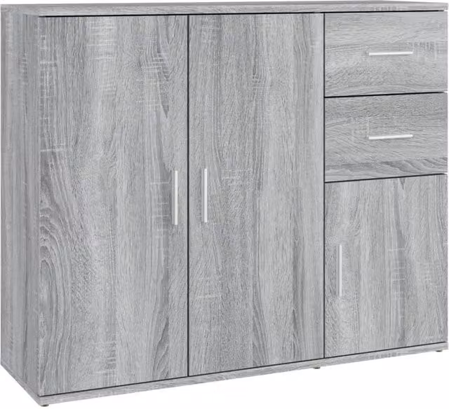 Berkfield Home Grey Sonoma Sideboard in Matt Engineered Wood W/D/H: 91 x 29.5 x 75 cm