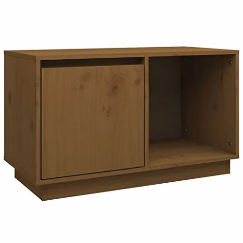 vidaXL TV Cabinet in Honey Brown Solid Pine Wood, W/D/H: 74 x 35 x 44 cm – 1
