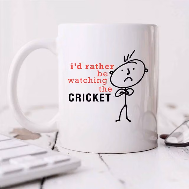 60 Second Makeover I'd Rather Be Watching The Cricket Ceramic Mug in White