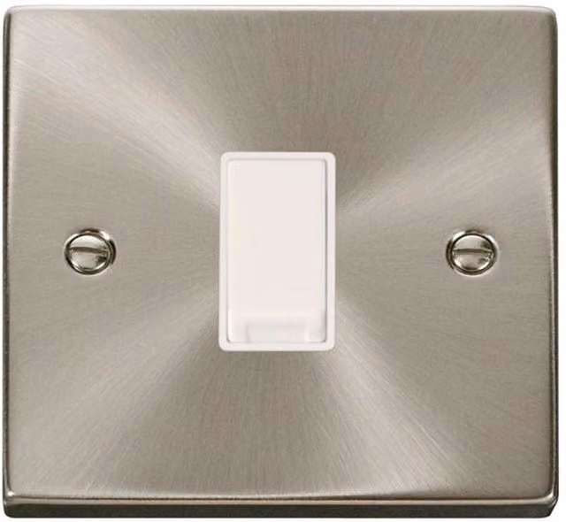 SE HOME Satin Brushed Chrome 10A 1 Gang Intermediate Surface Light Switch - White