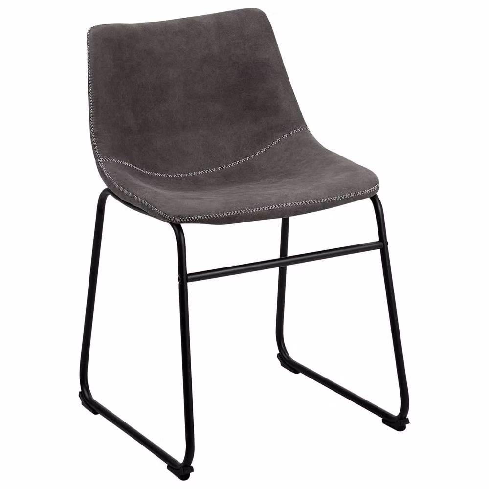Wyld and Coco Grey Fabric Mid-Century Dining Chairs Set of 2 with Metal Cantilever Base – 3
