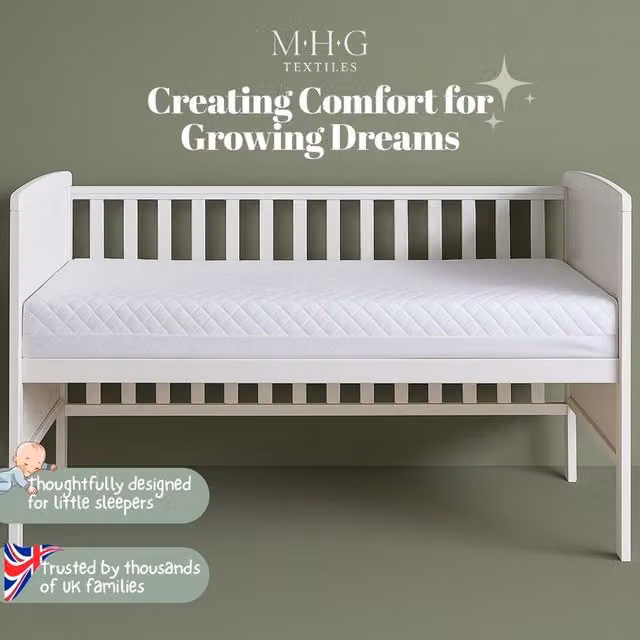 MHG Textiles Eco Friendly Hypoallergenic and Breathable Cot Bed Mattress in White, W/D/H: 120 x 60 x 15 cm