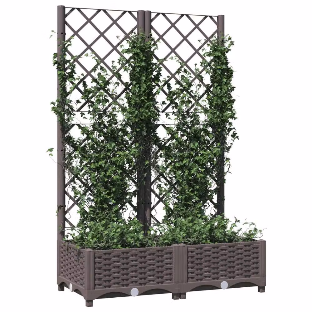 Berkfield Home Garden Planter with Trellis, Brown, W: 80 cm, D: 40 cm, H: 121.5 cm – 3