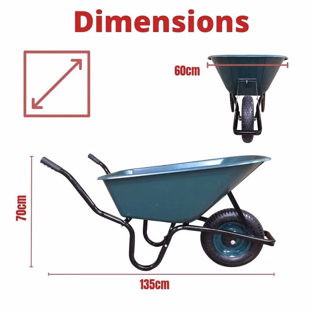NESTLUNE Heavy Duty Outdoor Plastic Garden Wheelbarrow, 110 Litre Capacity, 150kg Load, Green – 2