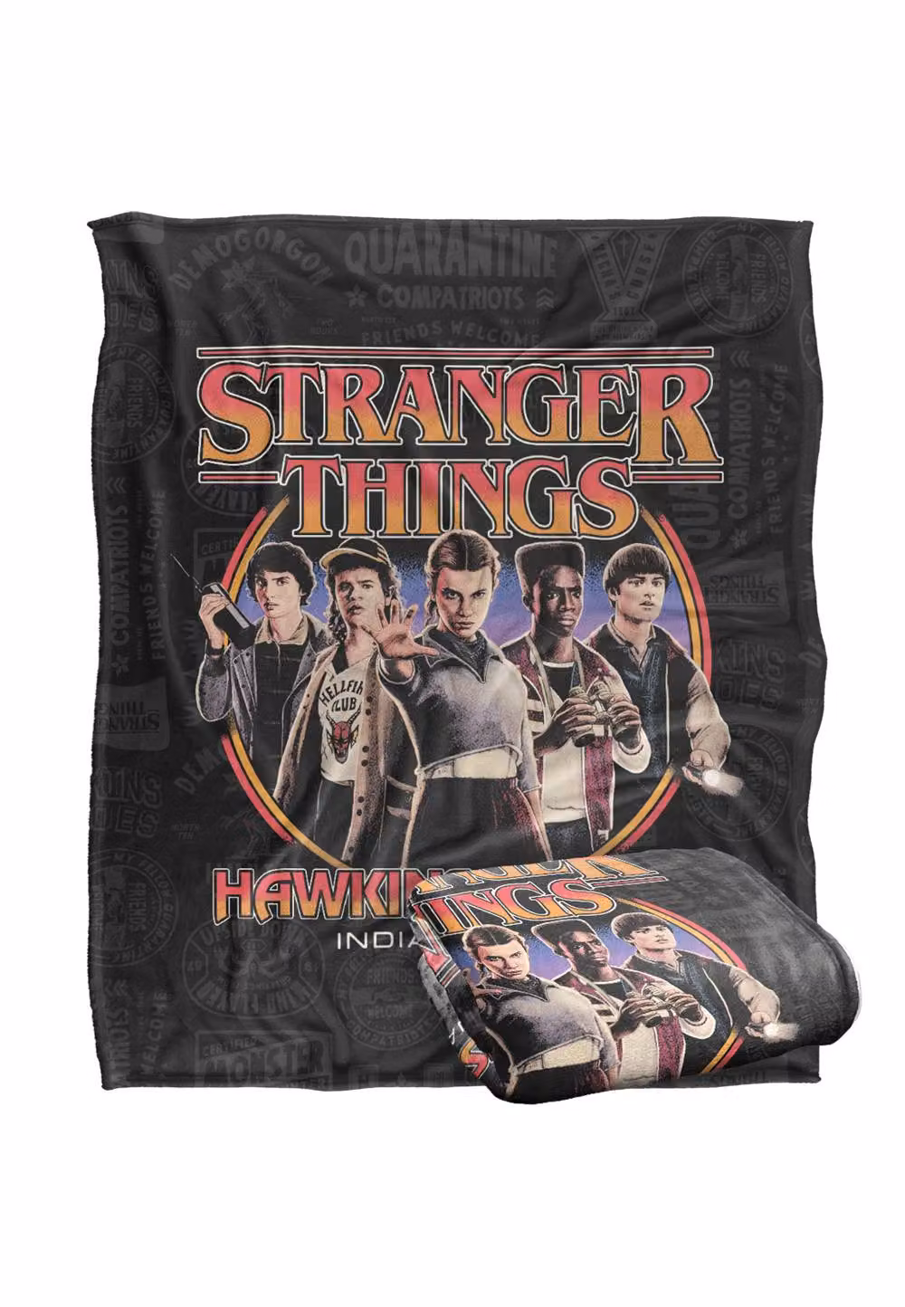 Stranger Things Hawkins Heroes Blanket, White and Multicolour, W: 152 cm, H: 127 cm – 2