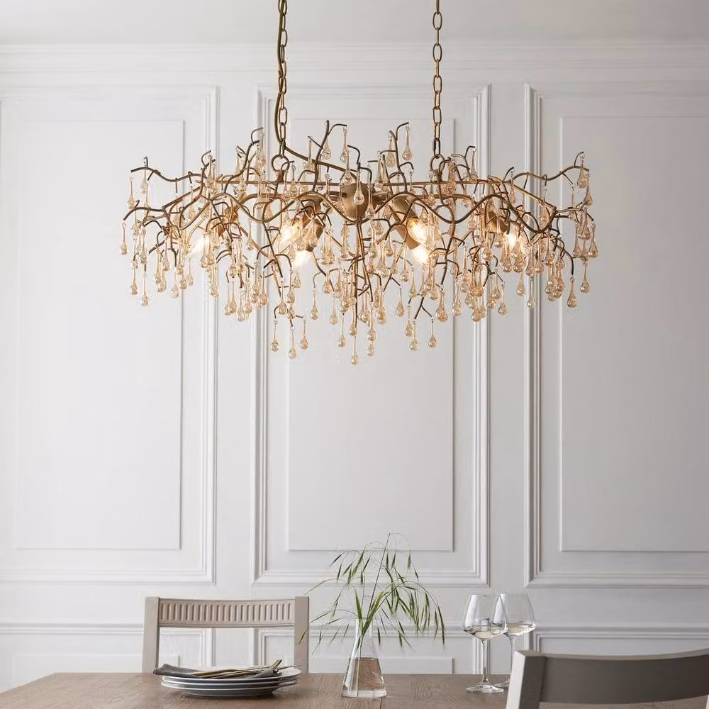 Netlighting Rimini Pendant Ceiling Light in Gold and Brass with Champagne Lustre Glass – 2
