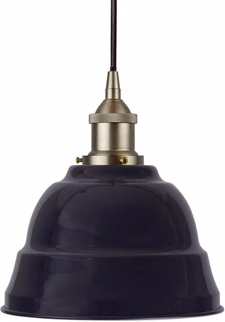 SE Home Lincoln Round Pendant Light in Navy Blue with Brushed Chrome and Black Metal Finish