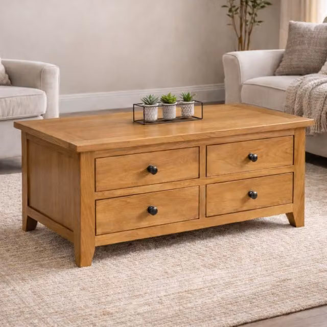 Julian Bowen Astoria Rectangular Oak Coffee Table in Brown