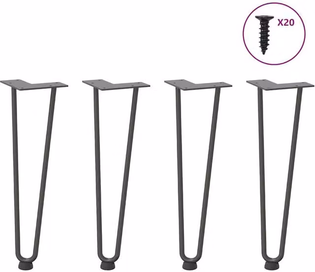 Berkfield Home Hairpin Table Legs, 4 Pieces, Anthracite Grey, Solid Steel, Height: 42 cm