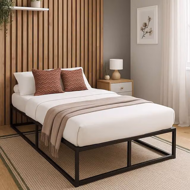 GFW Modern Metal Platform Bed Frame in Black, W/D/H: 90 x 190 cm – 2