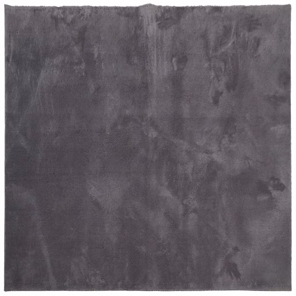 Berkfield Home Round Short Pile Soft and Washable Anthracite and Black Rug, Diameter: 100 cm