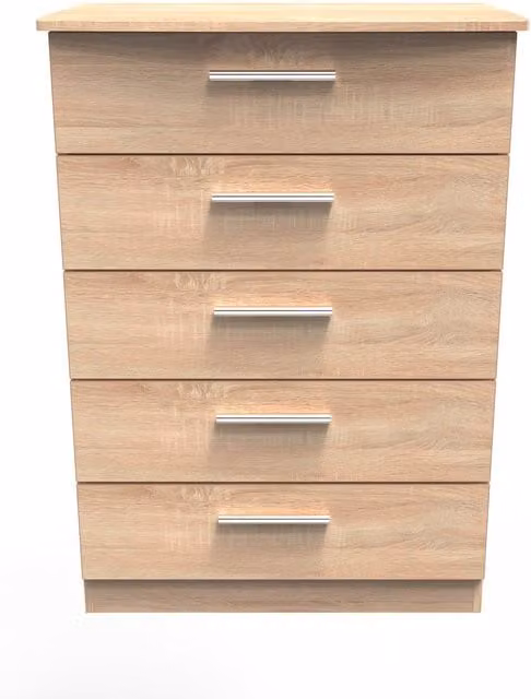 Ready Assembled 2 U Windsor 5 Drawer Chest in Light Oak
