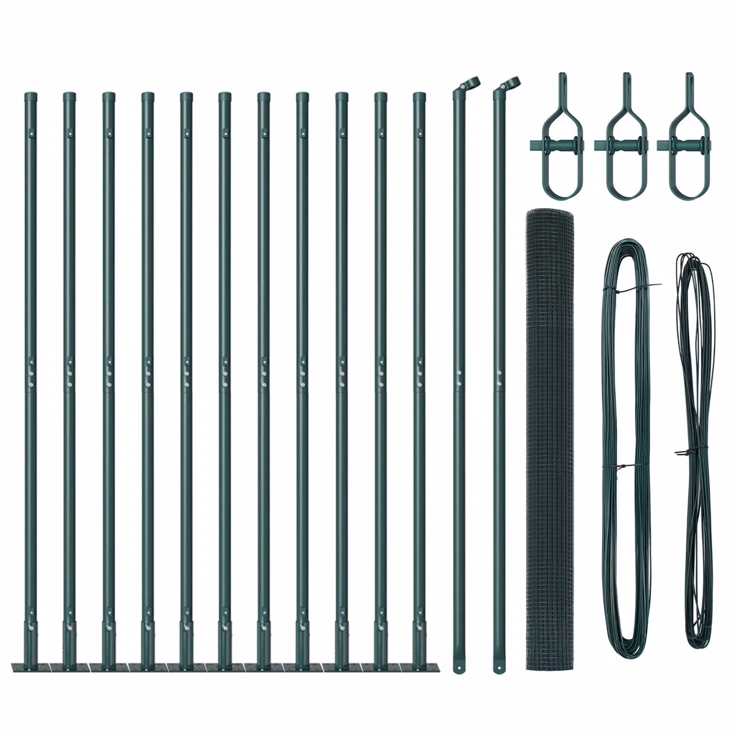 Berkfield Home Round Steel Fence Post Set of 2, Green Powder-Coated – 2