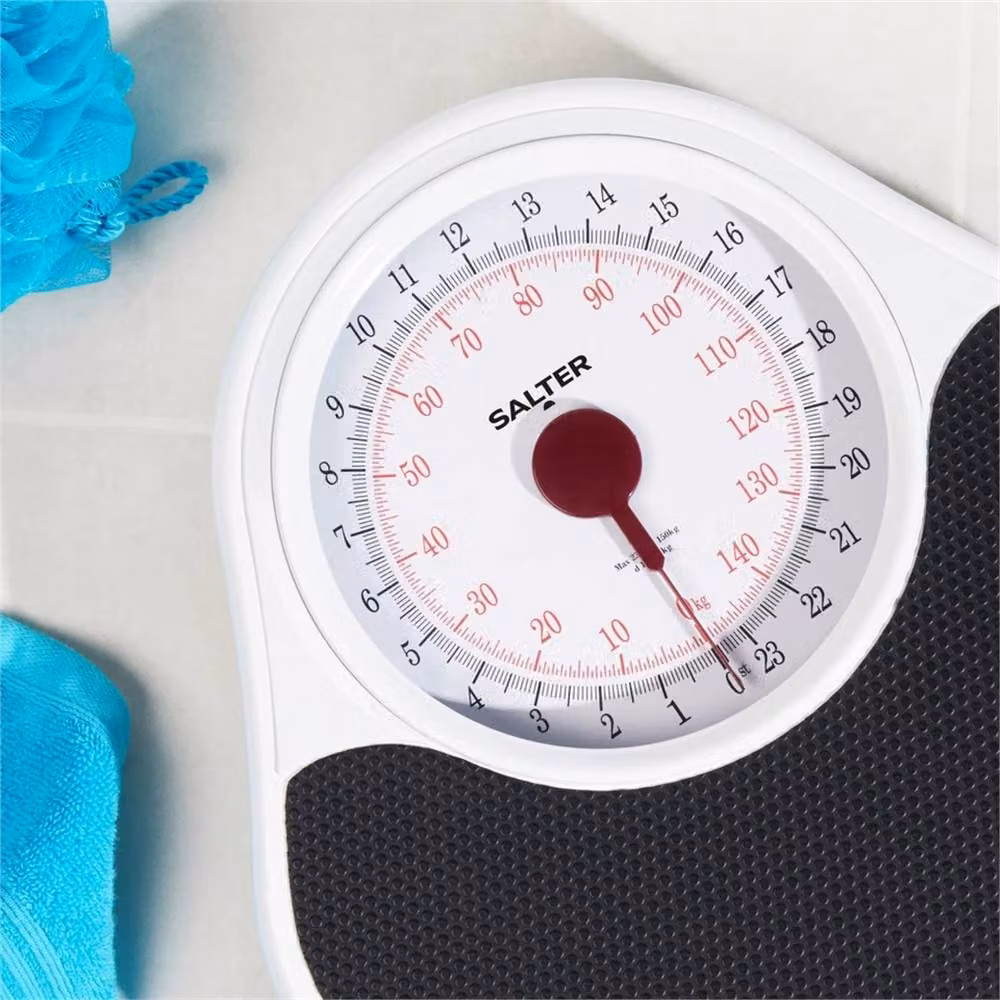 Salter White Manual Mechanical Personal Bathroom Scale with Analog Display – 4