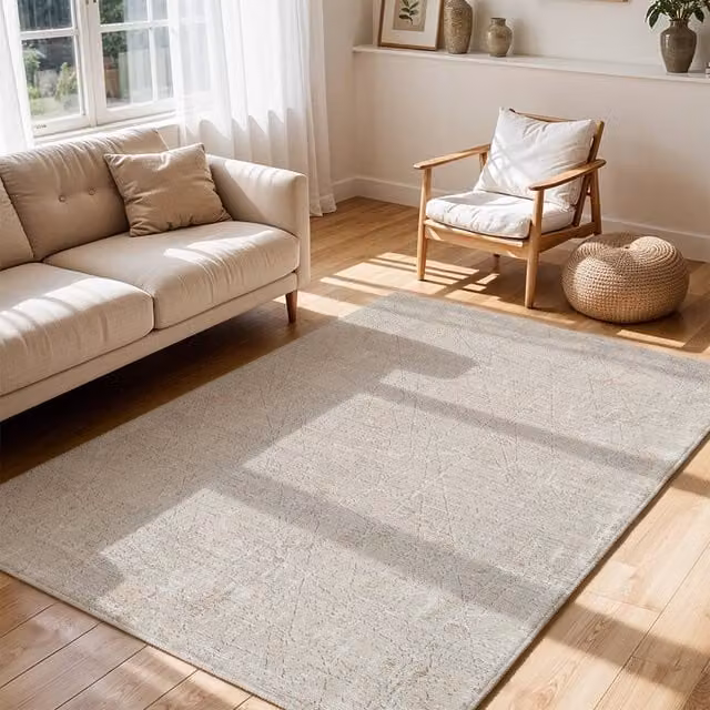 Livabliss Nathan Geometric Graphic Fringe Living and Dining Rug in Grey, Beige and Brown, W: 150 cm, L: 220 cm – 1