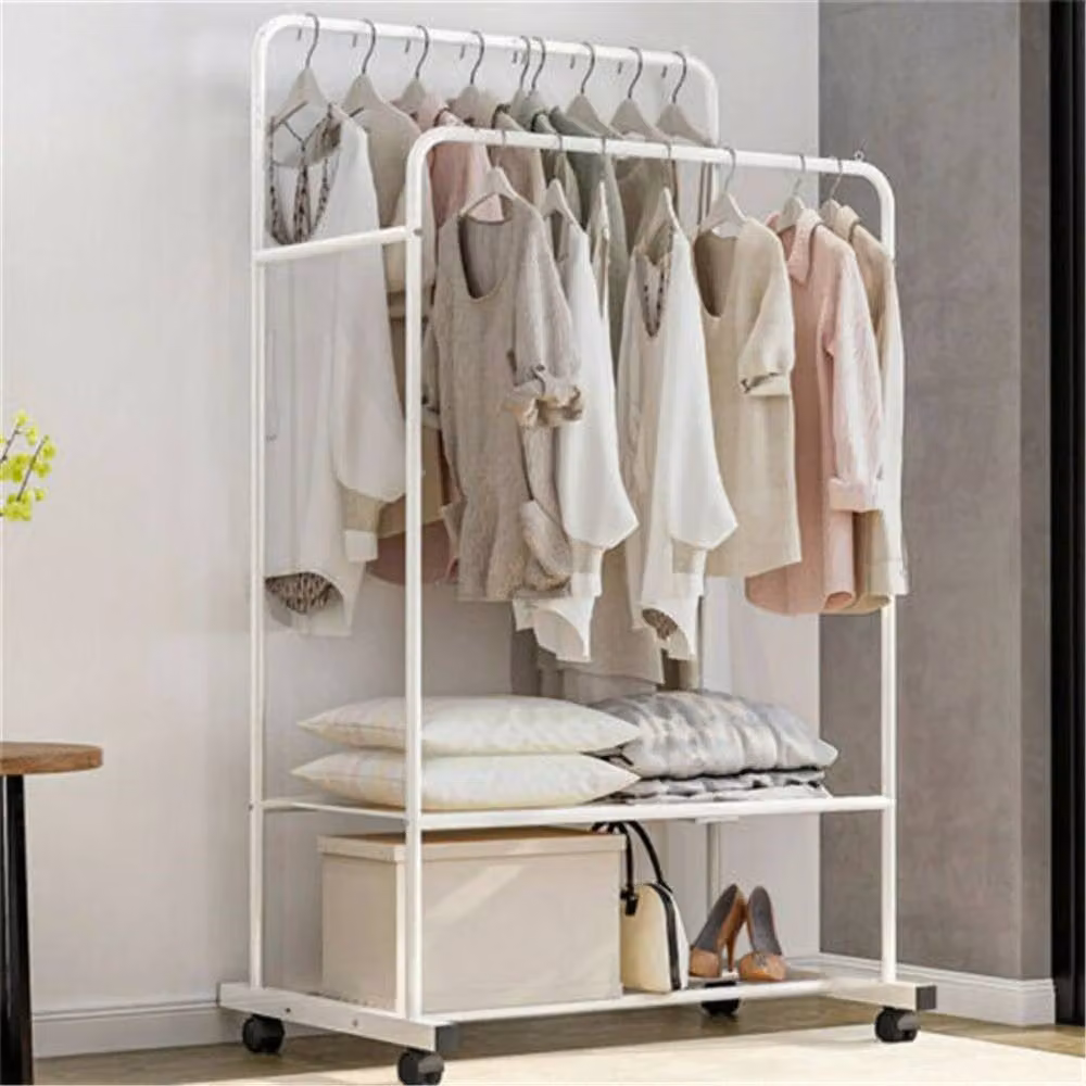 Kelvenix Heavy Duty Rolling Clothes Rail in Matt White – 2