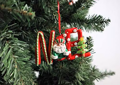 Shatchi Christmas Hanging Ceramic Ornaments Set of 3 in Multi-Colour with Santa, Snowman and Animal Designs – 6