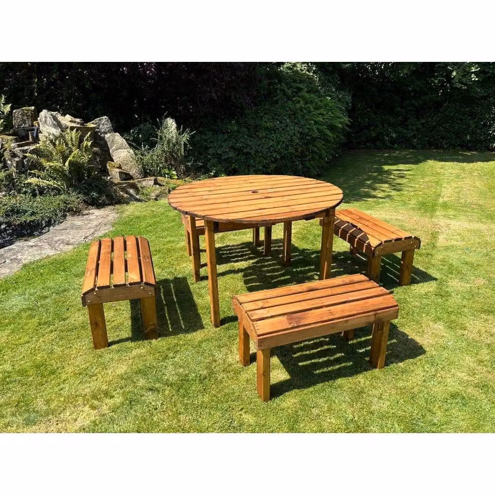 Charles Taylor Knights Four Seater Garden Furniture Round Table Set in Brown Wood – 2