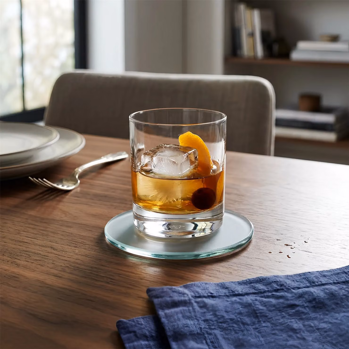 Harbour Housewares 12pc Grey Glass Placemats and Coasters Set, Diameter: 30 cm – 7