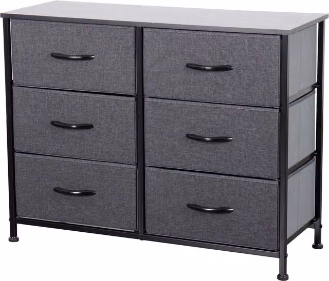 Home Treats Black Fabric Chest of Drawers with Metal Frame