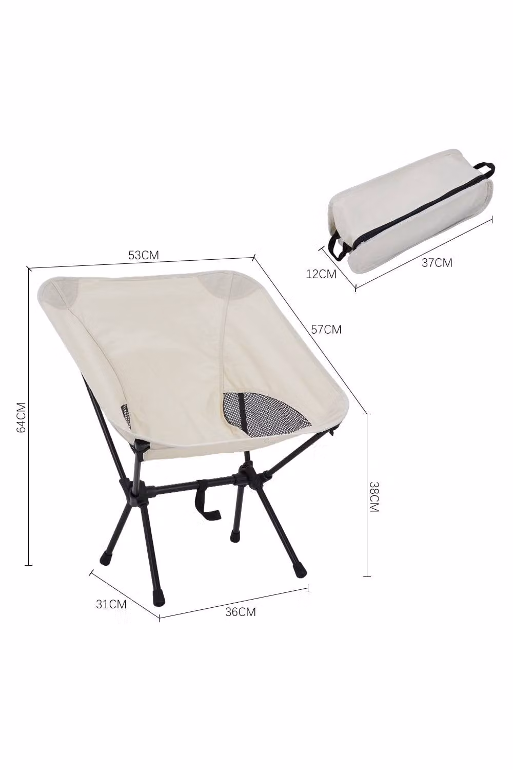 Living and Home Portable Folding Camping Chair in Beige – 3