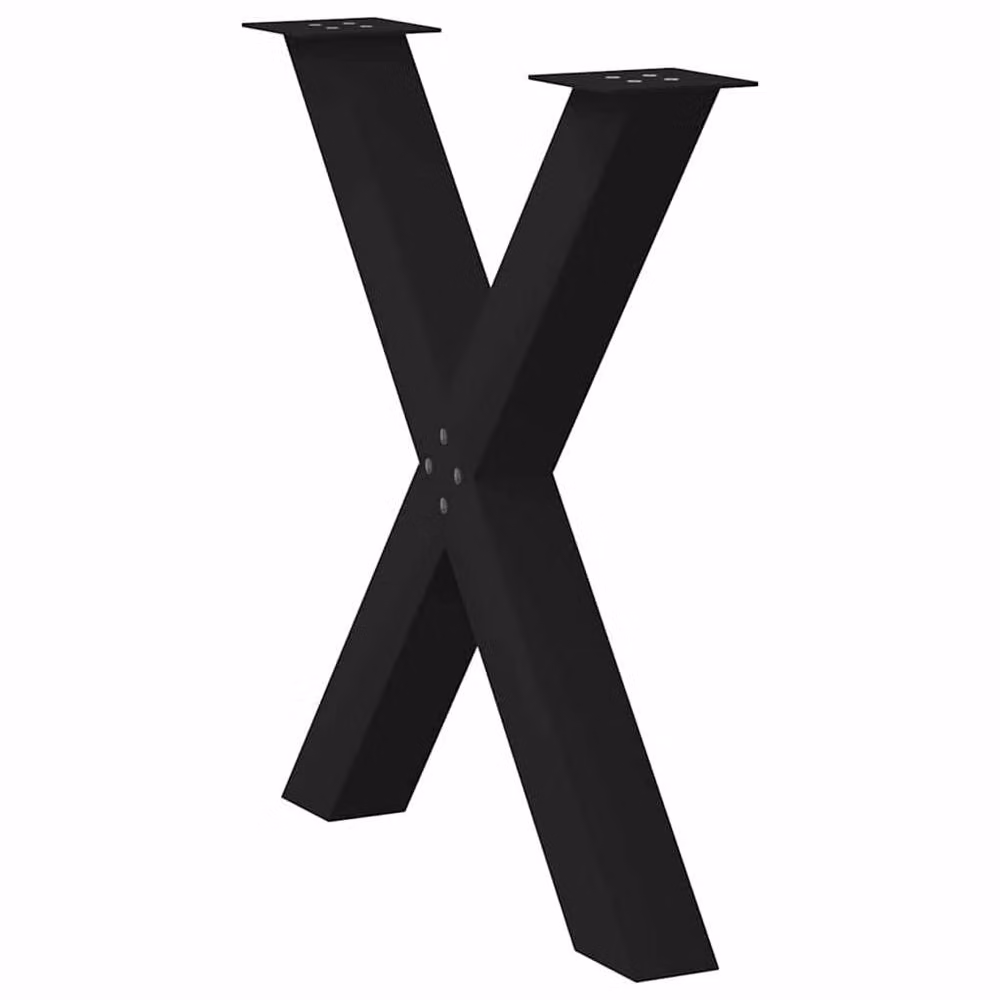 Berkfield Home Modern X-Shaped Dining Table Legs, 2 Piece Black Steel Set, H: 70-72.5 cm – 3