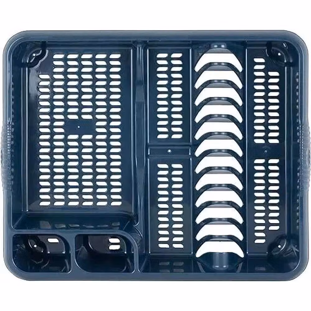PAWNORA Blue Plastic Dish Drying Rack with Cutlery Holder, W/D/H: 100 x 100 x 1 cm – 4
