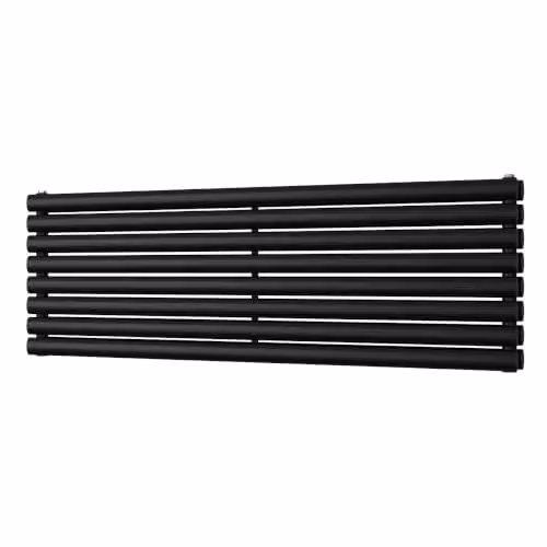 UK Radiators Omeara Axis Black Elliptical Tube Horizontal Designer Double Panel Radiator W: 140 cm, H: 46.4 cm – 2