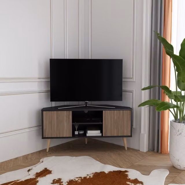 Decorotika Lesson Corner TV Unit in Light Brown, Width: 120 cm – 1