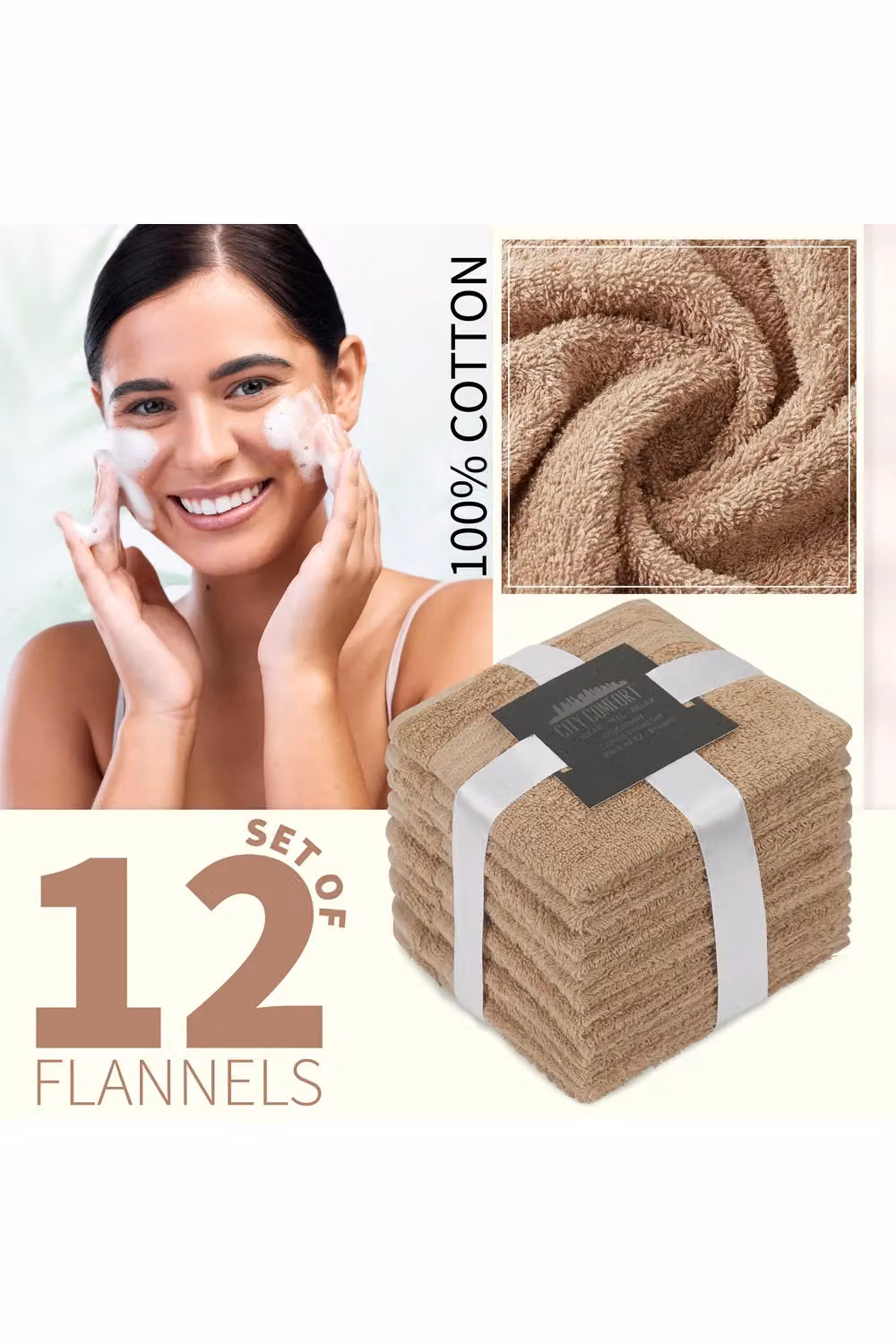 CityComfort Pack of 12 Plain Brown Towels for Adults – 2