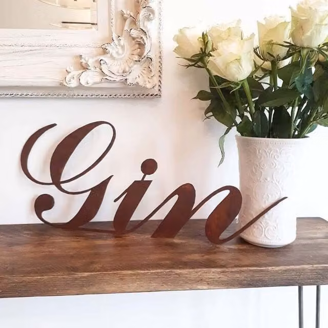 RW NORFOLK Red and Brown Rusty Metal Gin Sign Wall Decor