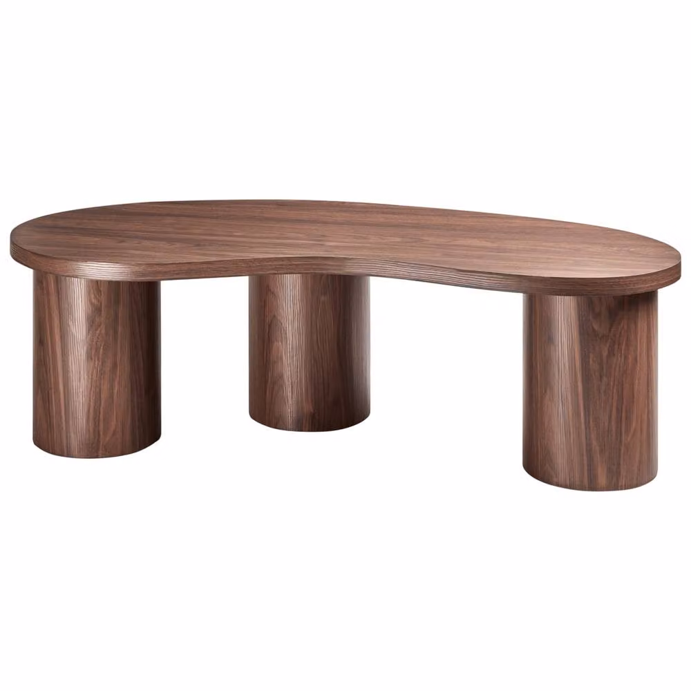 Wyld and Coco Kidney-Shaped Coffee Table in Brown Walnut, W/D/H: 130 x 52 x 40 cm – 3