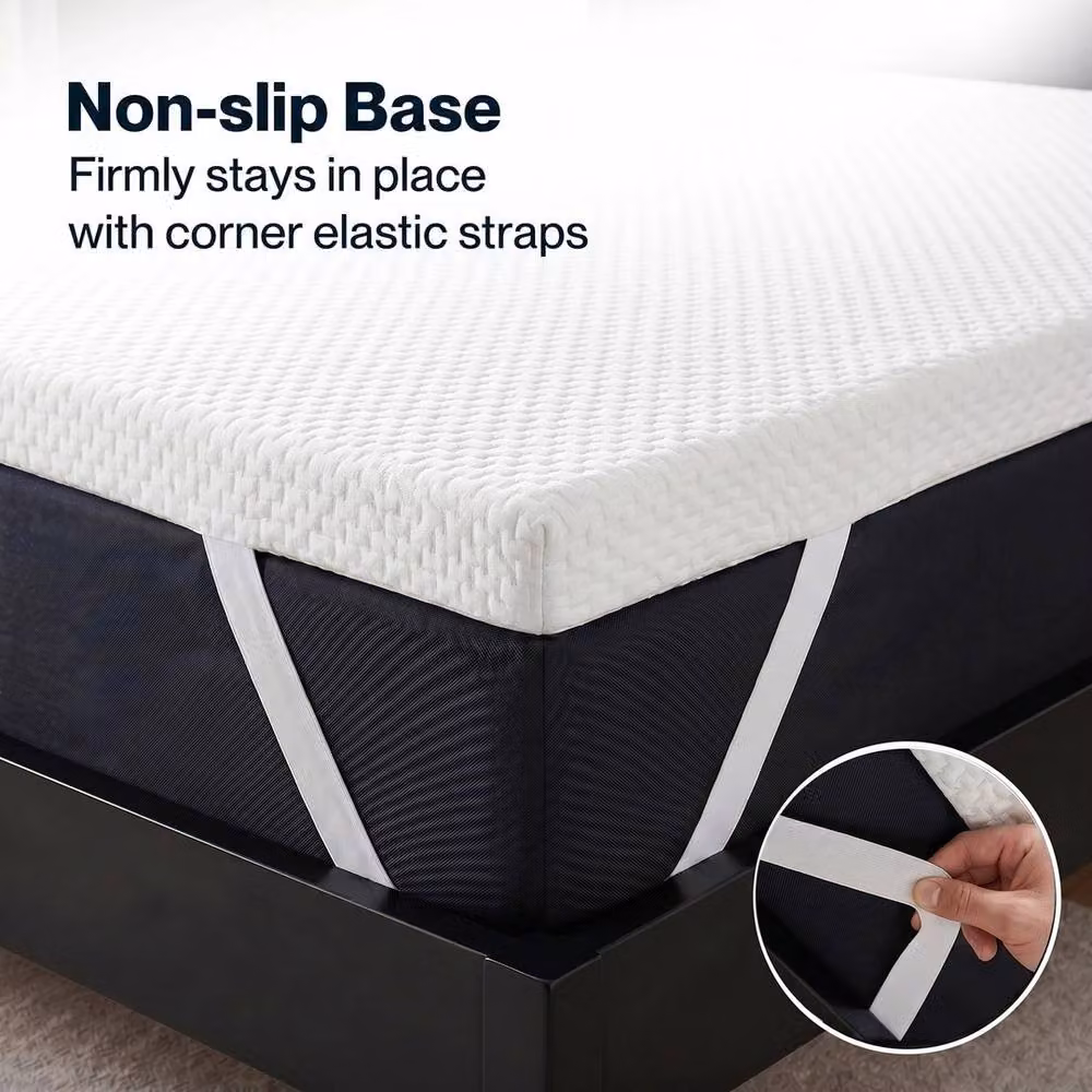 VOGREX Bamboo Gel Memory Foam Double Mattress Topper in White – 3