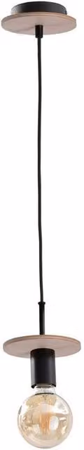 Netlighting Saturn Slim Pendant Ceiling Light in Black and Wood, Diameter: 12 cm, E27