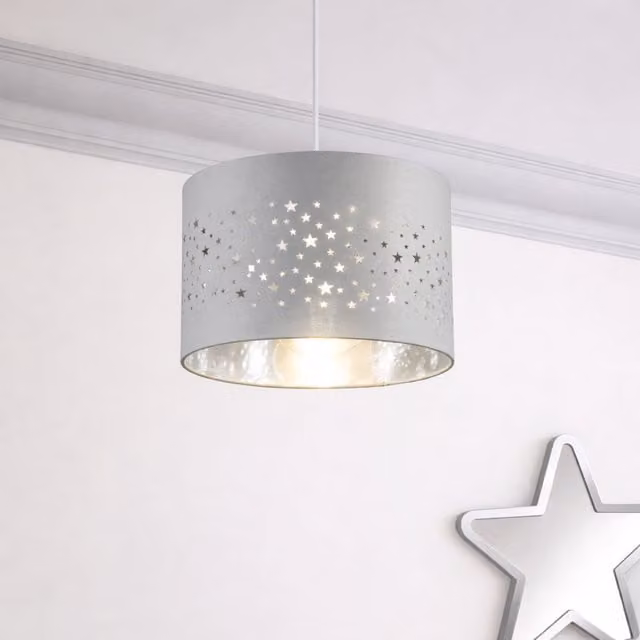 CGC Lighting Stardust Grey Star Easy Fit Fabric Ceiling Lamp Shade – 1