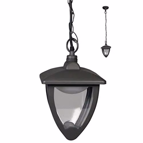 Luxform Luxembourg Suspended Glass Lantern Garden Light in Anthracite and Black