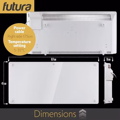 Futura 2000W WiFi Smart Glass Panel Convector Heater, White, Wall Mounted or Freestanding – 5