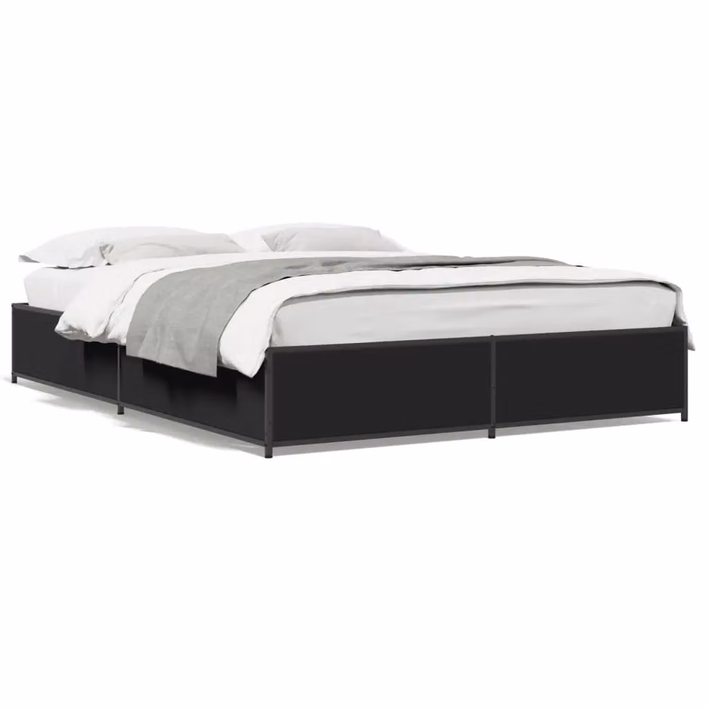 Berkfield Home Small Double Bed Frame in Black, W: 120 cm, L: 190 cm – 2