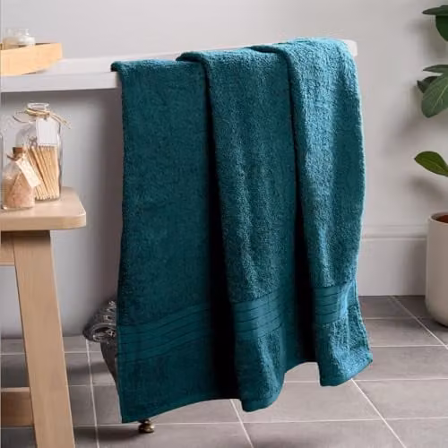 OHS Luxury Petrol Green Cotton Terry Bath Sheet, Quick Drying and Fluffy