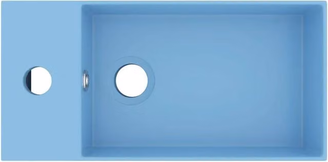 Berkfield Home Rectangular Ceramic Countertop Bathroom Sink with Overflow in Blue – 1