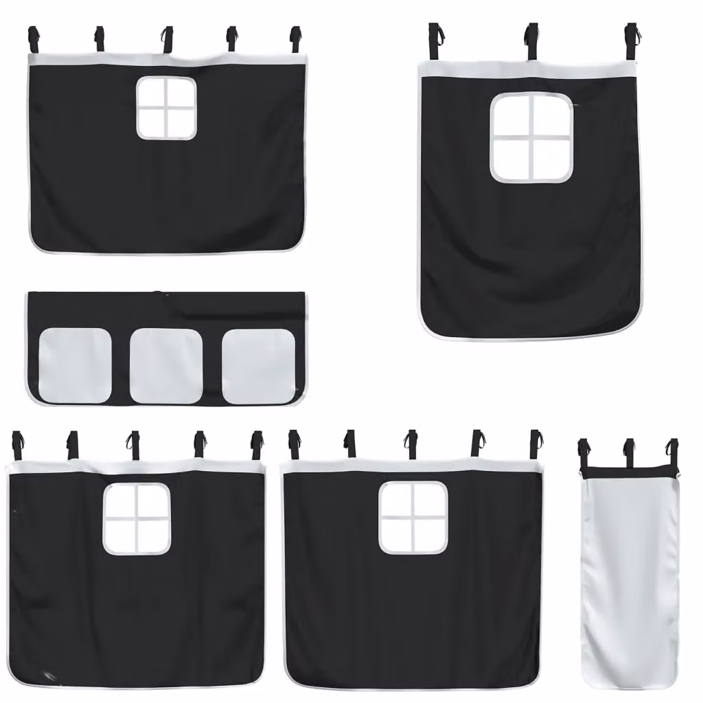 Berkfield Home Opaque Polyester Fabric Panel Curtains for Loft Beds in White and Black – 3