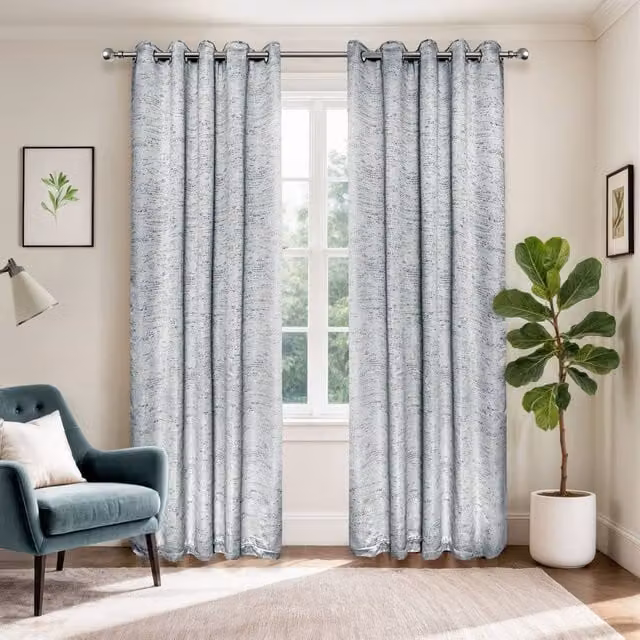 New Edge Blinds Wisteria Textured Eyelet Curtains in Grey, Width: 168 cm, Drop: 183 cm – 1
