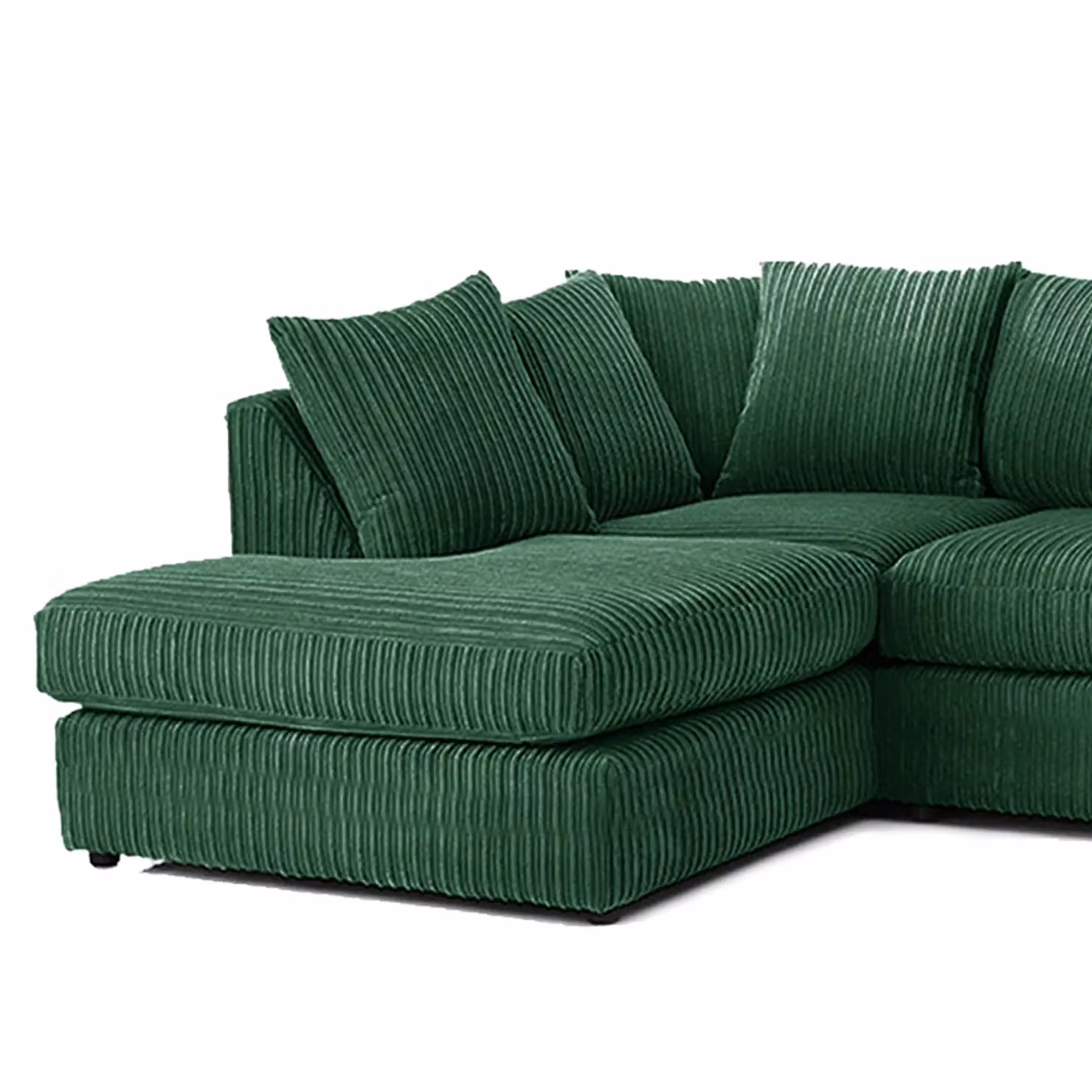 Luxor Living Green Jumbo Cord 4 Seater Left Hand Facing Corner Sofa – 2