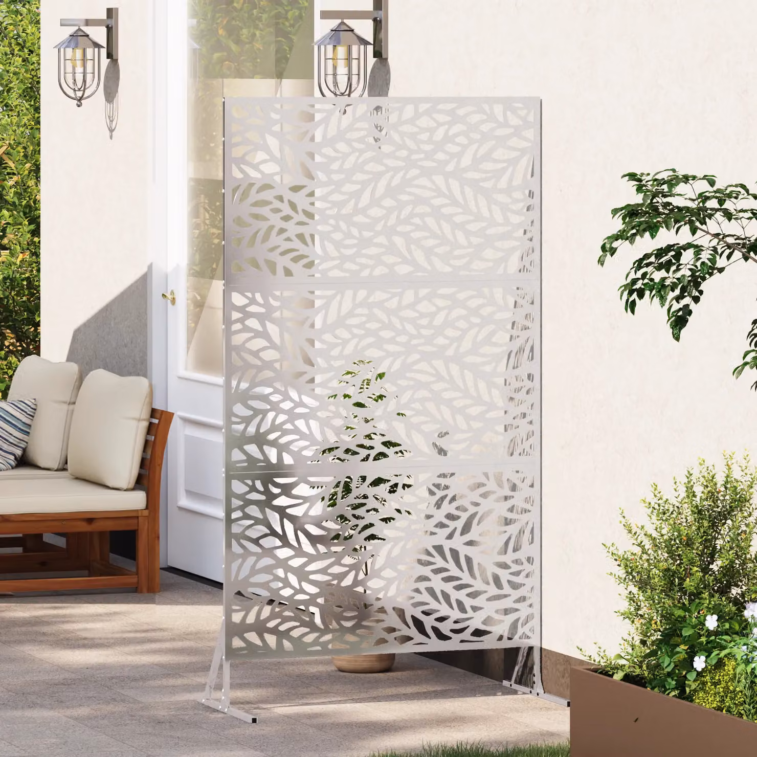 Berkfield Home Stainless Steel Privacy Screen in Silver, W/D/H: 100 x 50 x 180 cm – 3