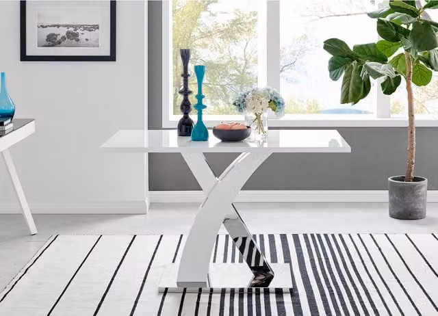 FurnitureboxUK Atlanta 4 White Rectangular Dining Table and 4 Black Belgravia Chairs Set